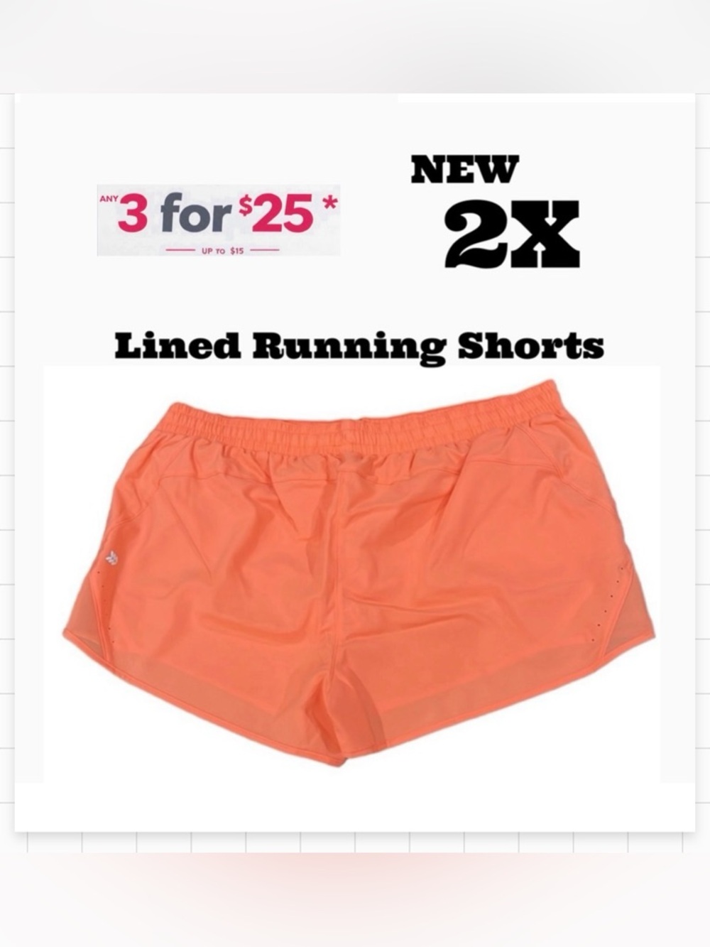 Coral Lined Athletic Running shorts size 2x